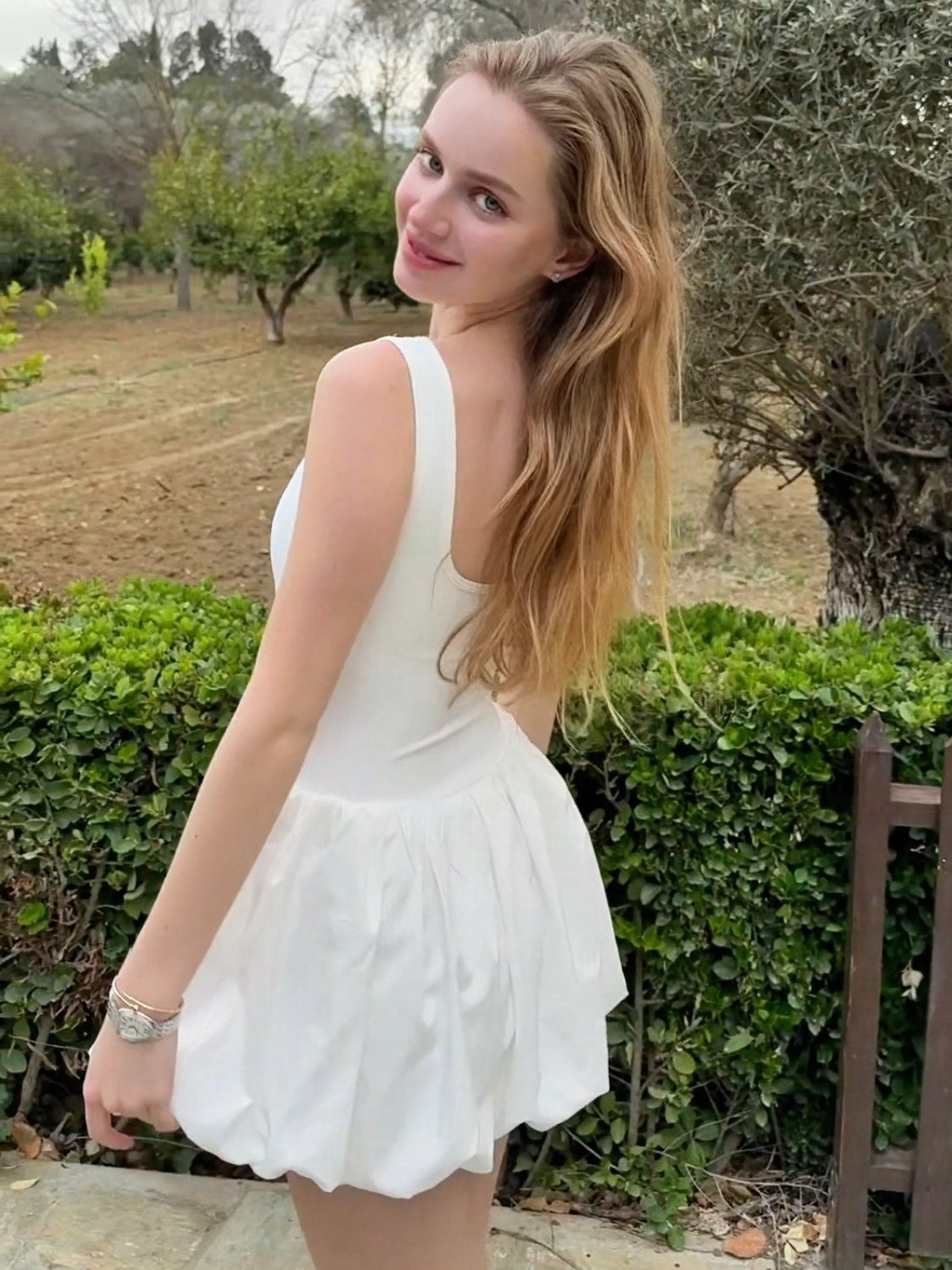 French-Embossed Button Sports Dress