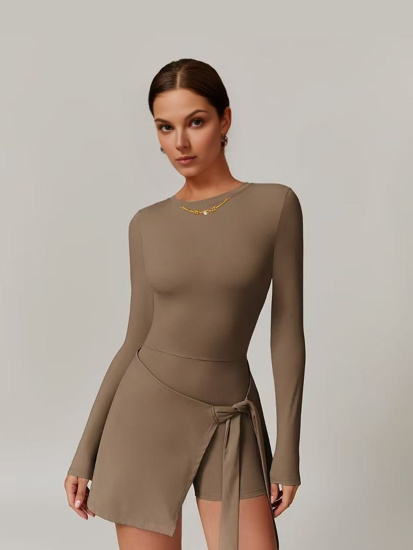 Gold Crystal Ball Button Pinecone Brown Sports Dress