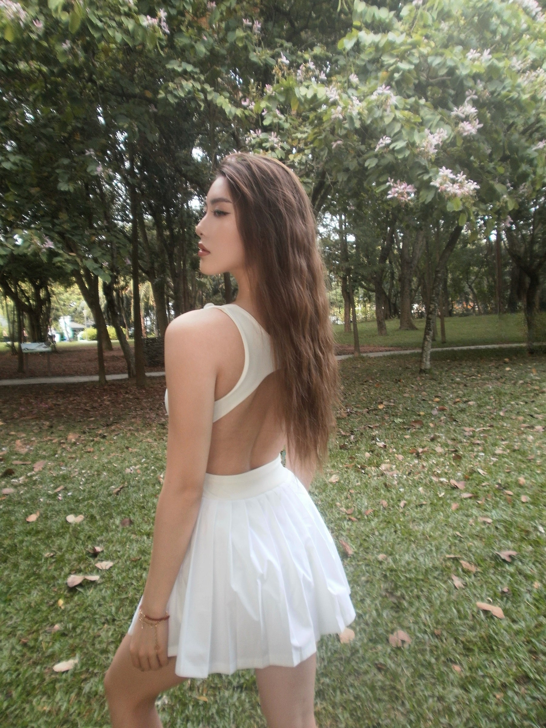 Silver French-Embossed Button Sports Dress