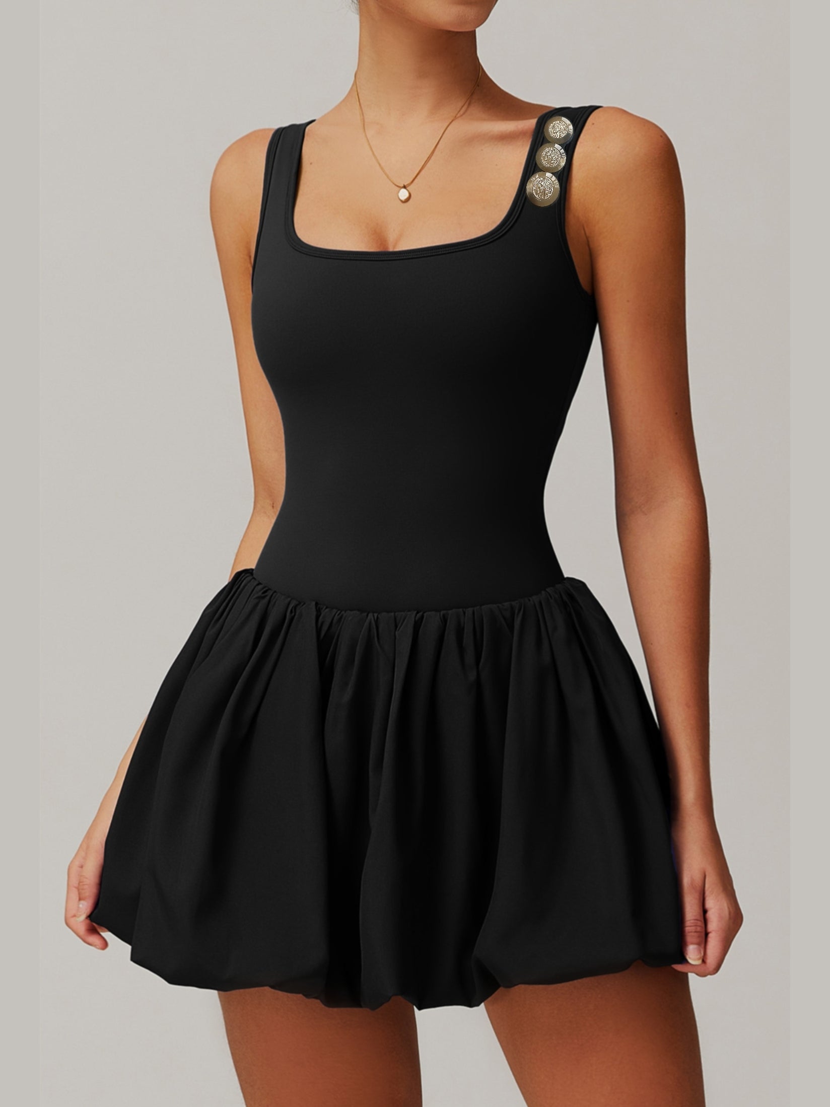 French-Embossed Button Sports Dress
