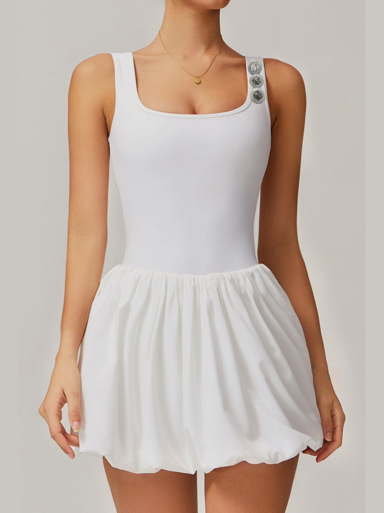 French-Embossed Button Sports Dress