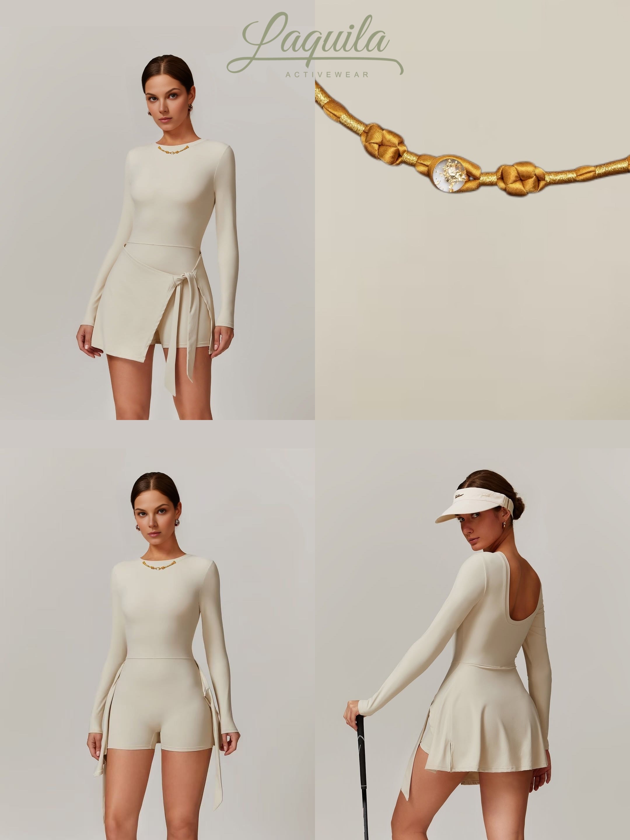 Crystal Ball Frog Button Oatmeal Almond Sports Dress
