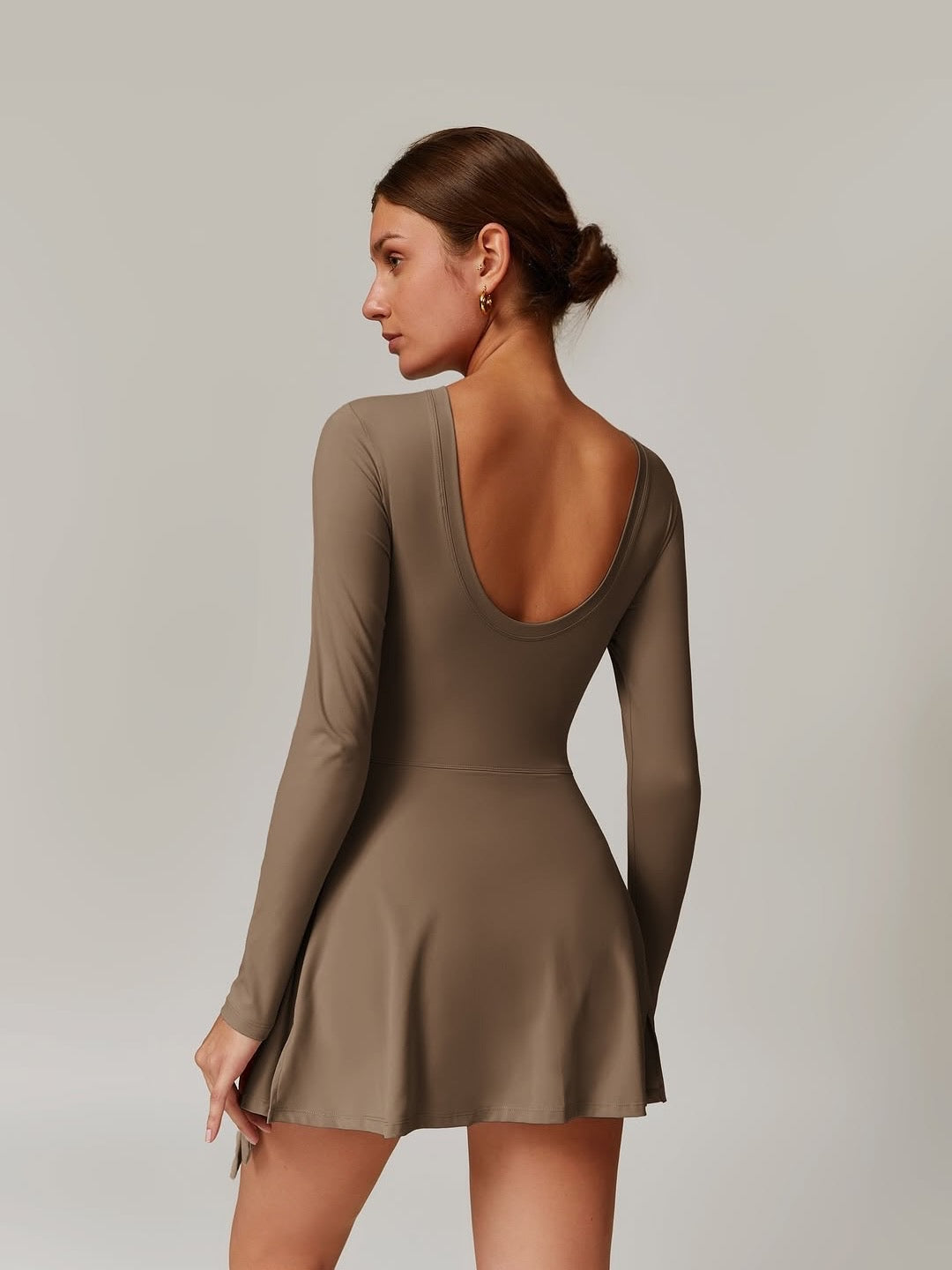 Gold Crystal Ball Button Pinecone Brown Sports Dress