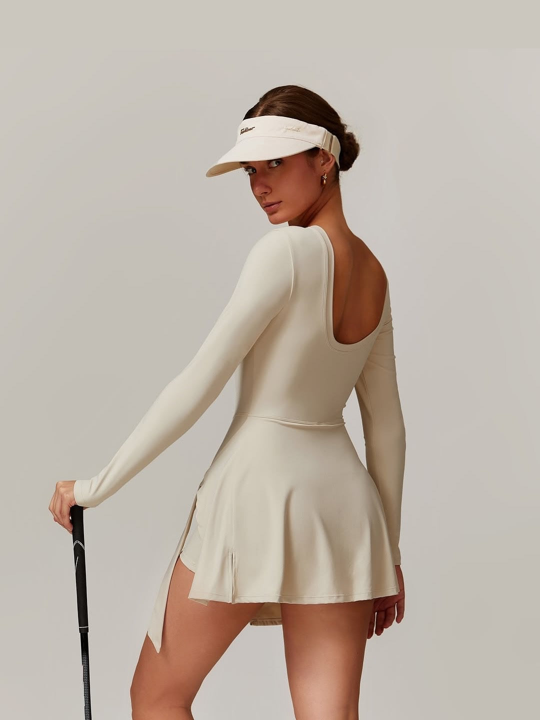Crystal Ball Frog Button Oatmeal Almond Sports Dress
