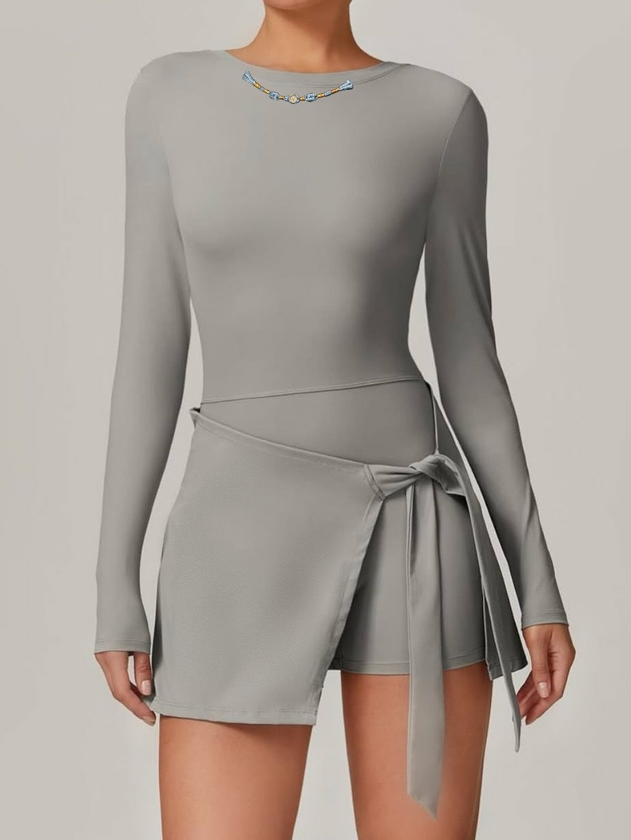 Crystal Ball Button Phantom Gray Sports Dress