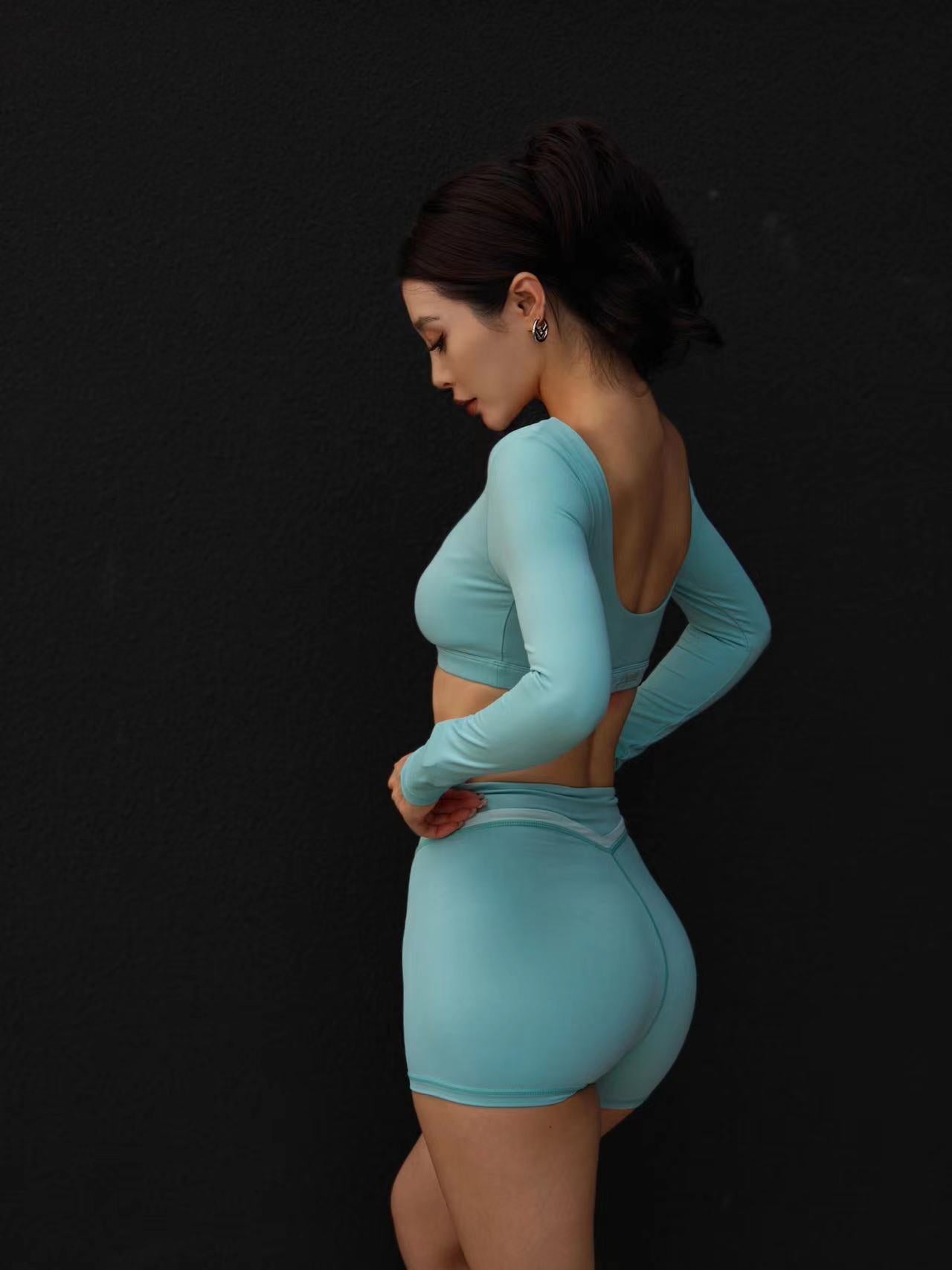 Ice Glacier Blue • Heart-Shaped Cut-Out Crop Top