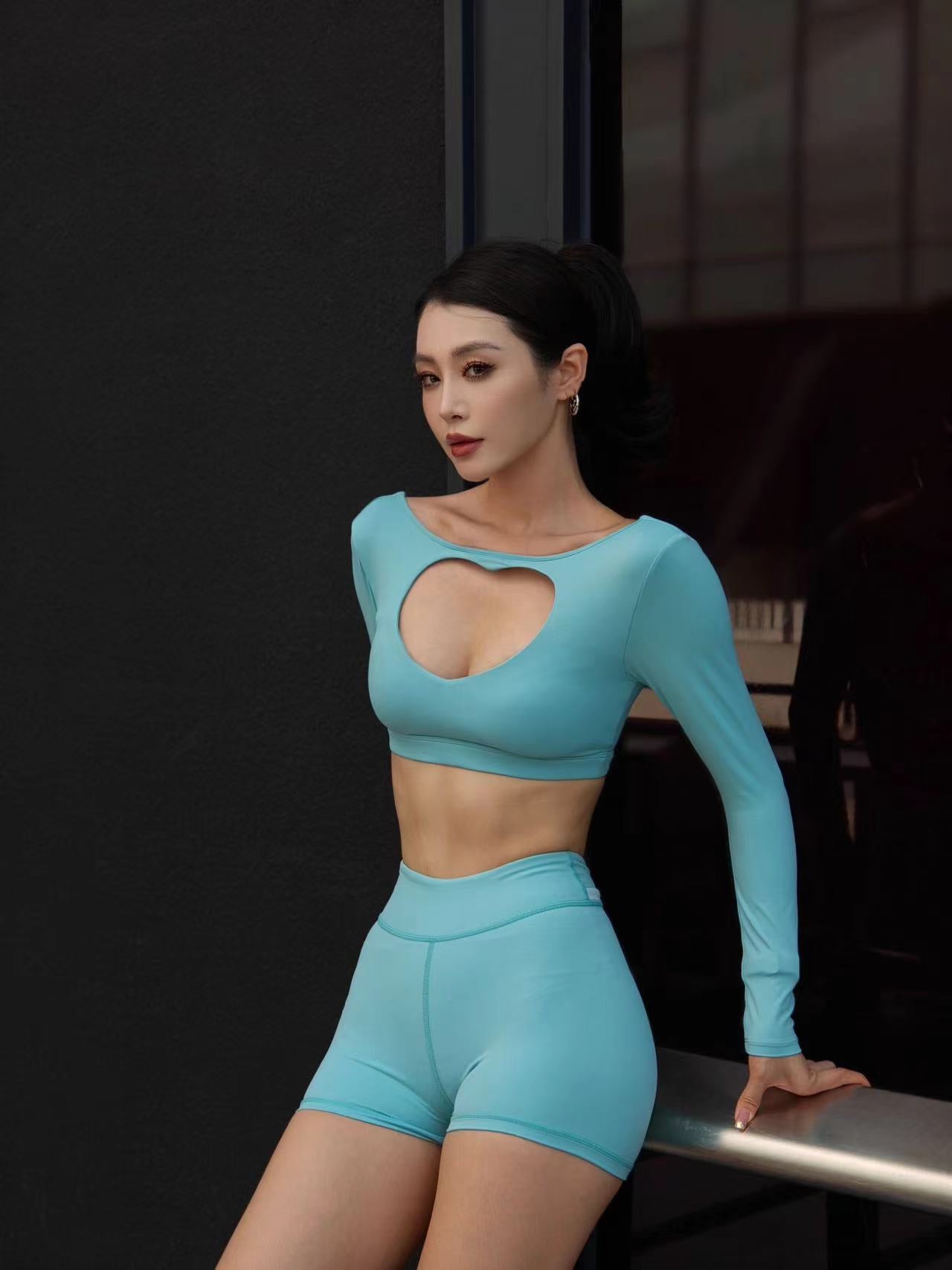 Ice Glacier Blue • Heart-Shaped Cut-Out Crop Top