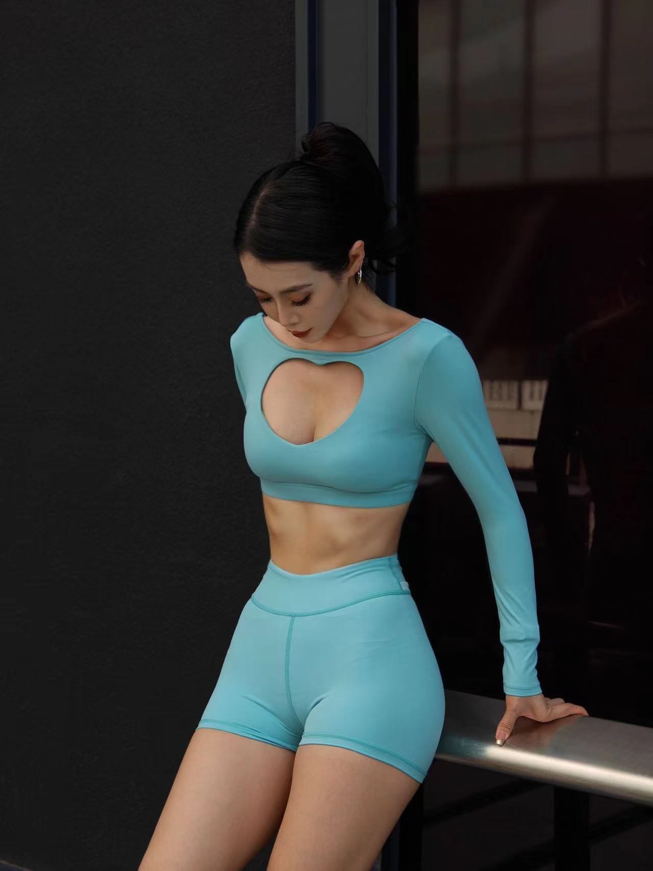 Ice Glacier Blue • Heart-Shaped Cut-Out Crop Top