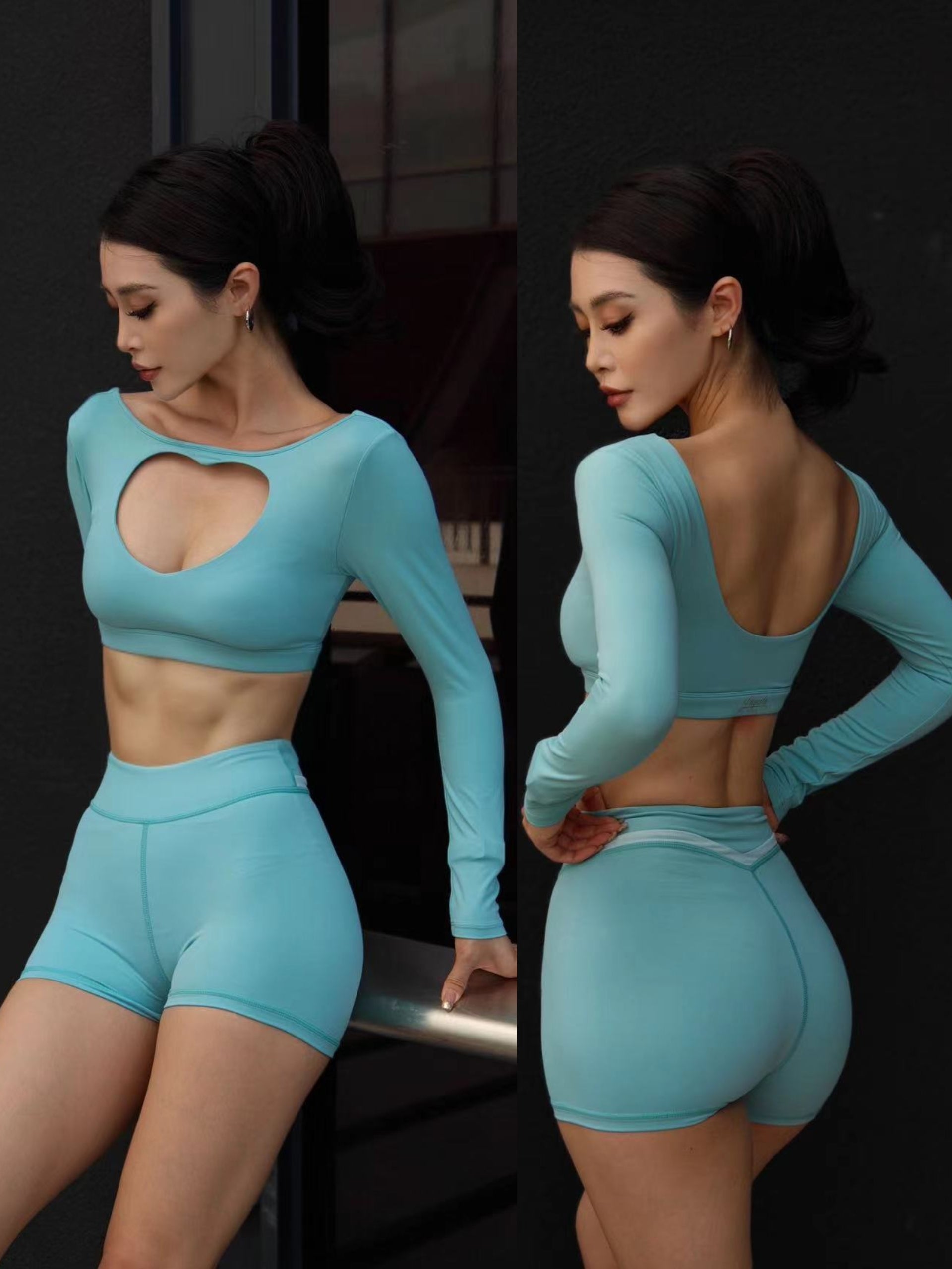 Ice Glacier Blue • Heart-Shaped Cut-Out Crop Top