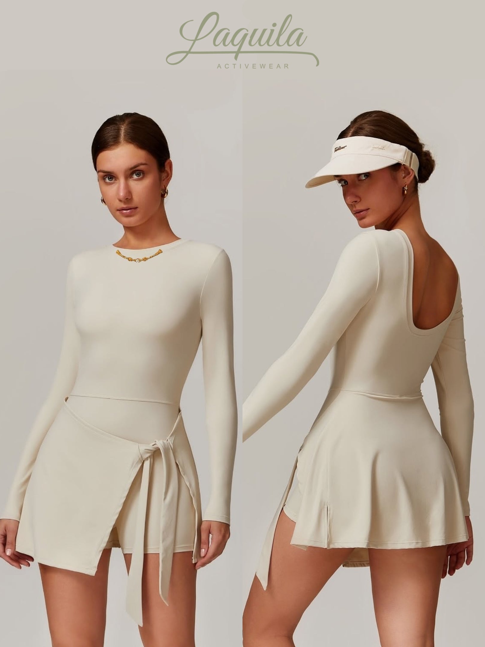 Crystal Ball Frog Button Oatmeal Almond Sports Dress
